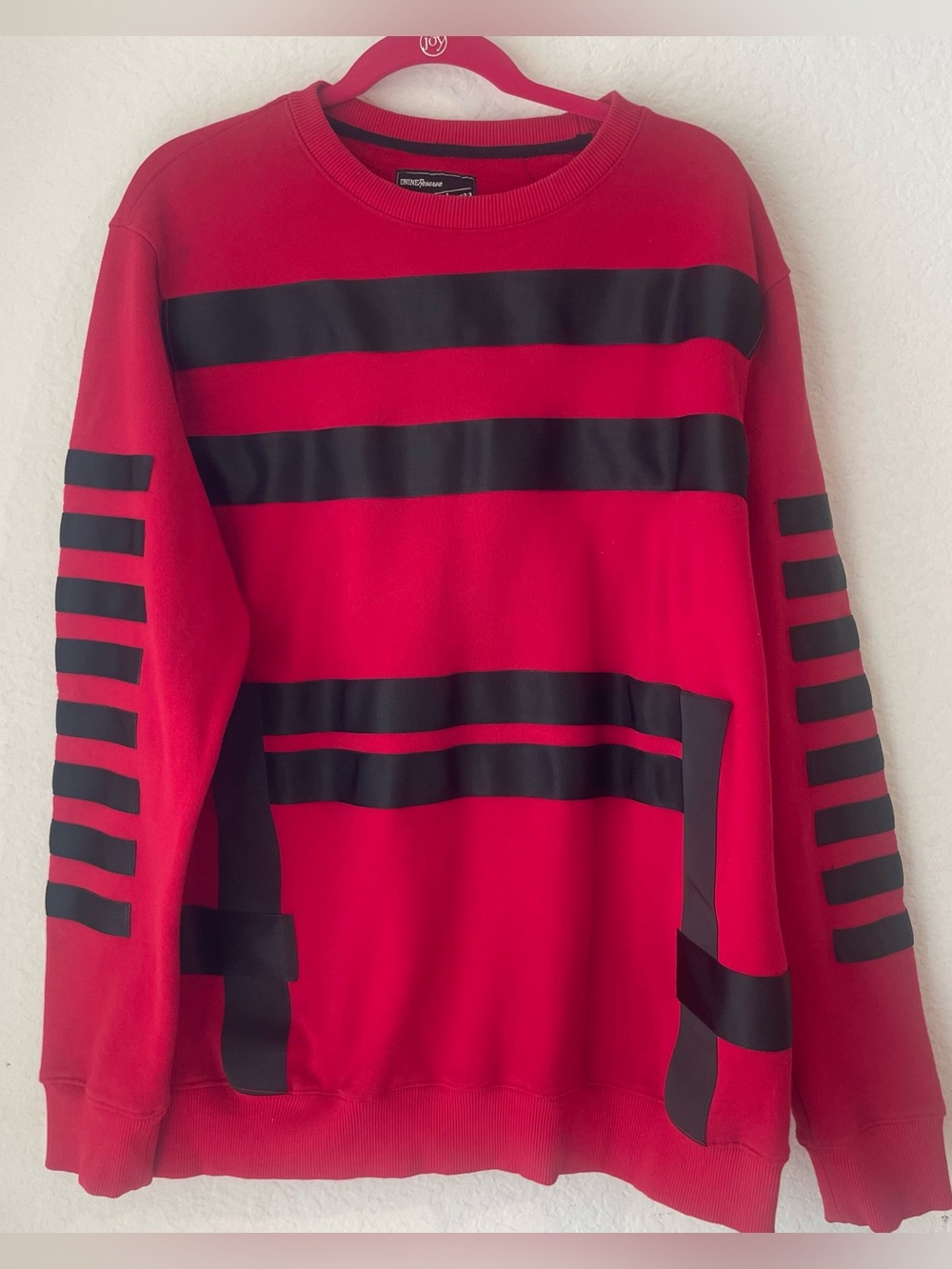 DNINE Reserve Premium Red Black Graphic Crewneck Sweatshirt Men’s XL Streetwear